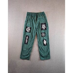 Welcome Volume Elastic Waist Pants L Evergreen Patches Drawstrings Skateboarding